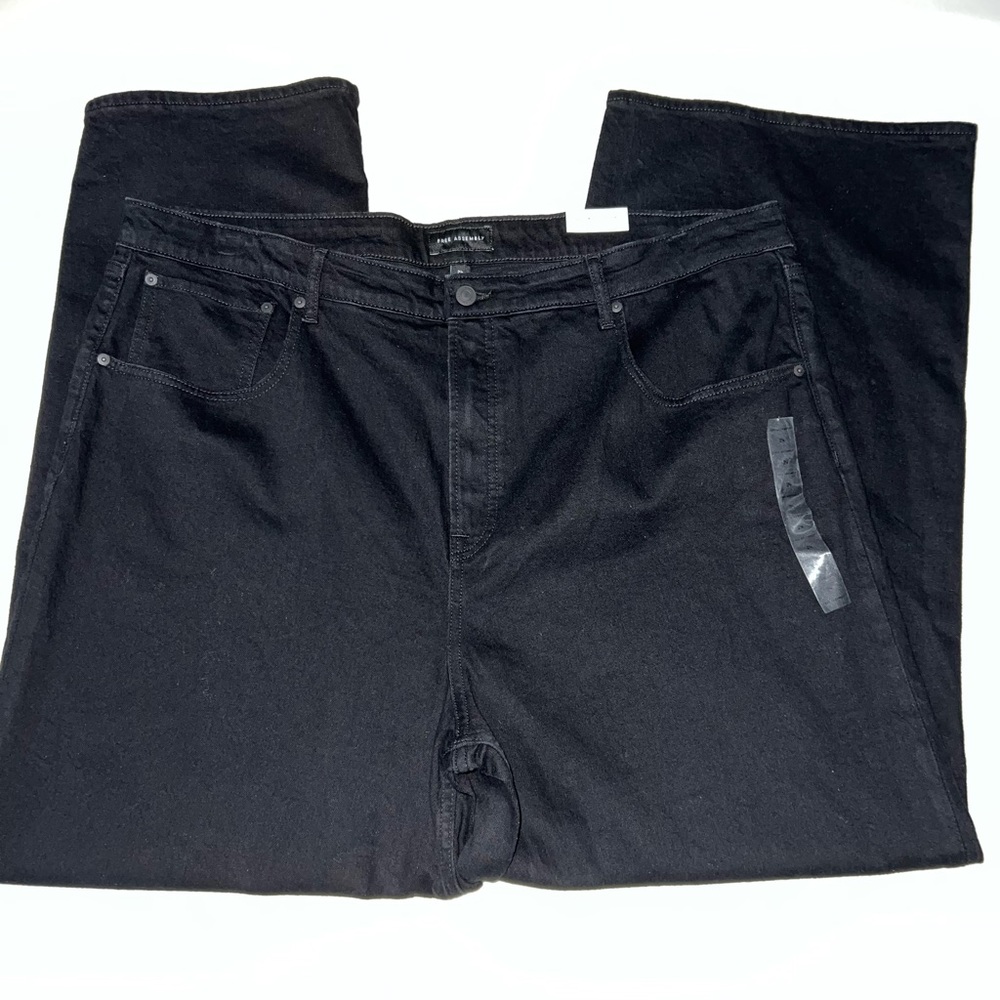 New Womens Black Jeans Plus Size 24 Full Wide Straight
